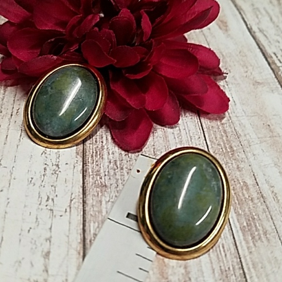 E0091 Polished Marble Stone Earrings - Picture 2 of 6